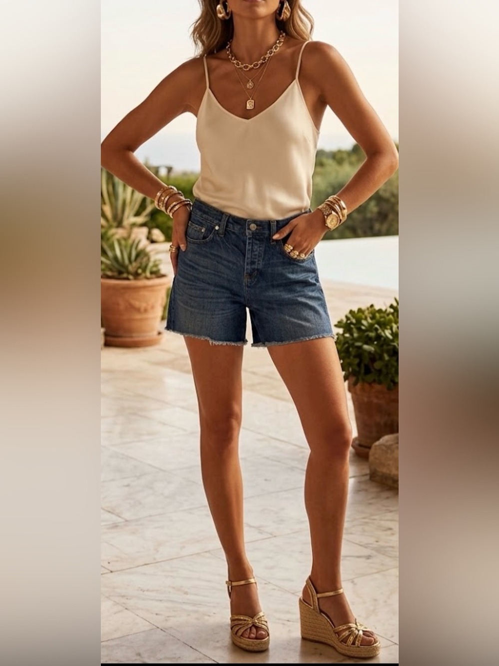 Madewell Dark Blue High-Rise Jean Shorts with Raw Hem